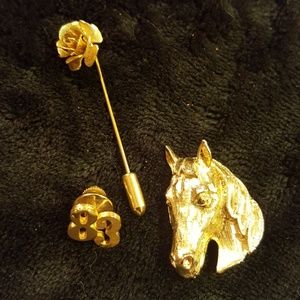 3 PIN ON FAUX GOLD PENDENTS